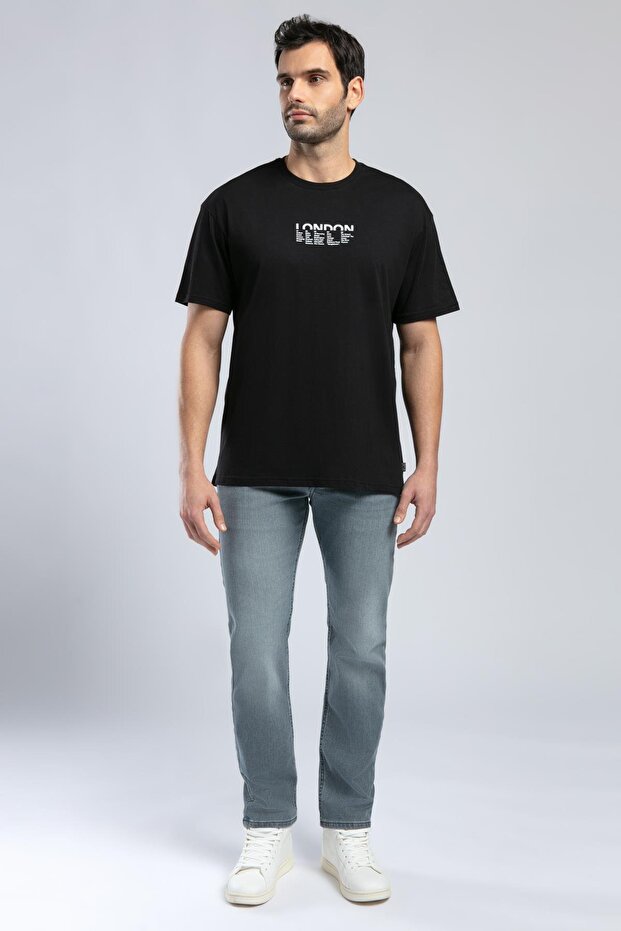 Rolanes Men's 100% Cotton O-Neck T-Shirt Black