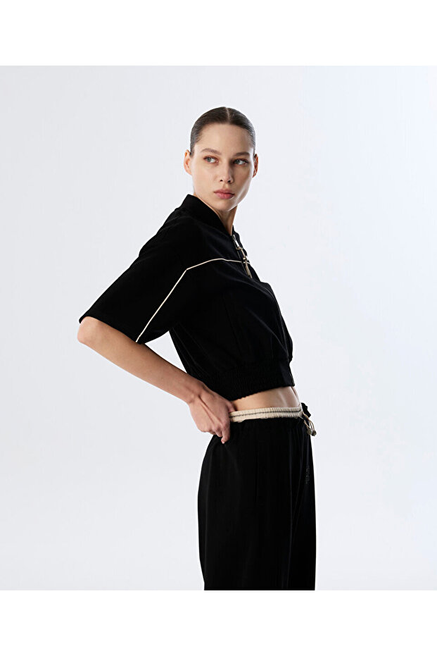 KONTRAST BİYELİ BOMBER SWEATSHIRT - 5