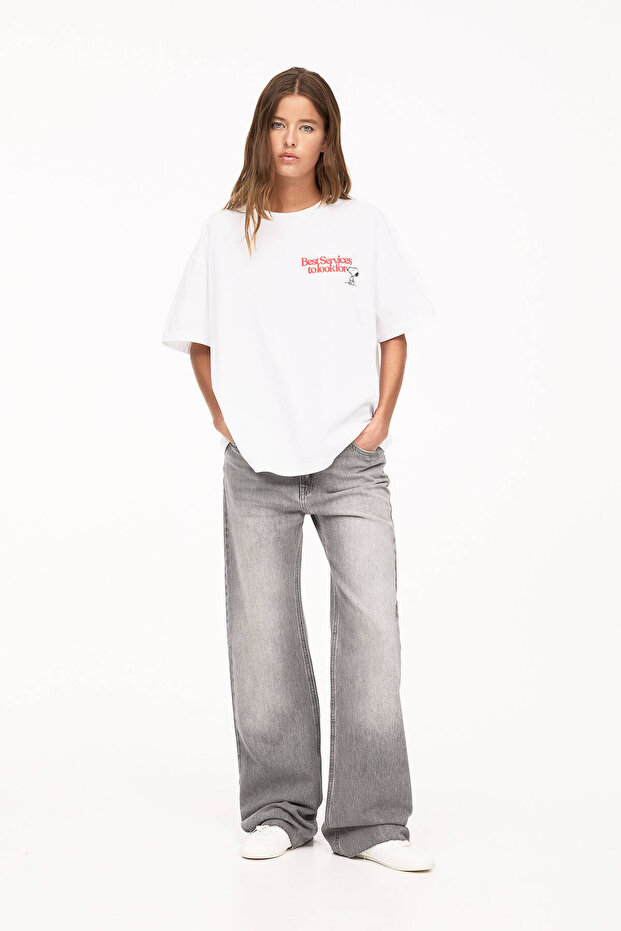 Beyaz Snoopy t-shirt - 3