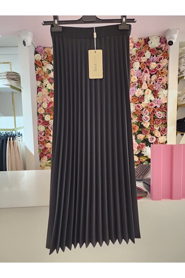 Fusta plisată neagră de damă Seçil - 2