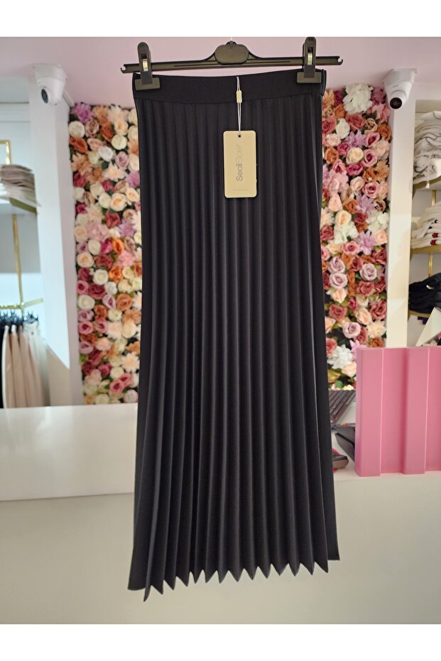 Fusta plisată neagră de damă Seçil - 3