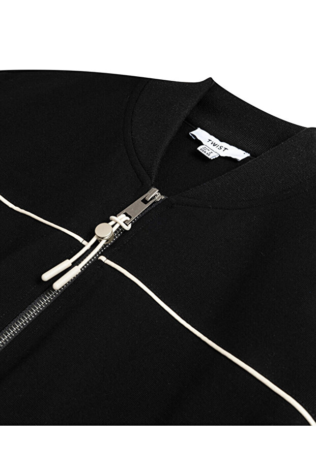 KONTRAST BİYELİ BOMBER SWEATSHIRT - 4