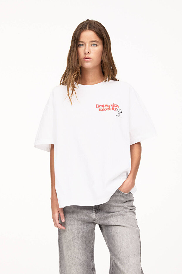 Beyaz Snoopy t-shirt - 2