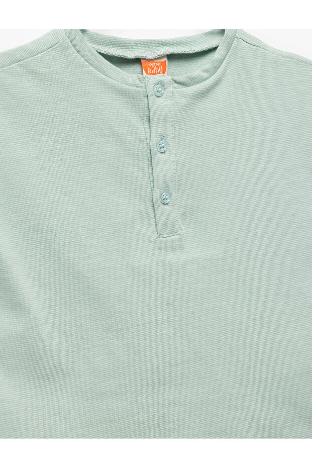 Cotton Crew Neck Button Detailed Sleeveless Basic Undershirt - 3