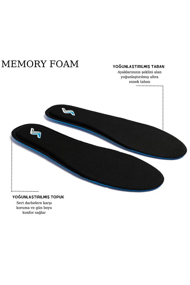 Memory Foam Ayakkabı Tabanlığı Ortapedik Yastıklı Unisex M800(M300) Model Tabanlık Siyah - 1