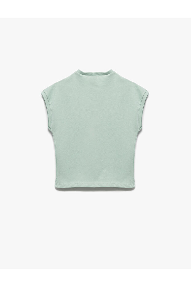 Cotton Crew Neck Button Detailed Sleeveless Basic Undershirt - 2