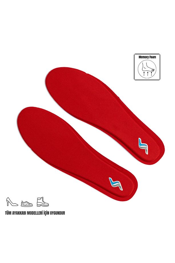 Memory Foam Ayakkabı Tabanlığı Ortapedik Yastıklı Unisex M800 Model Tabanlık Kırmızı - 2