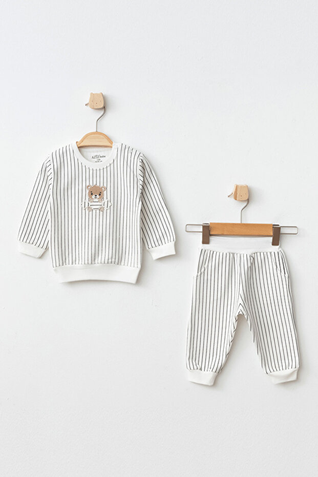 Baby Boy Bear Embroidered Sweatshirt Pants 2-Piece Bottom Top Baby Set 3 Months - 36 Months