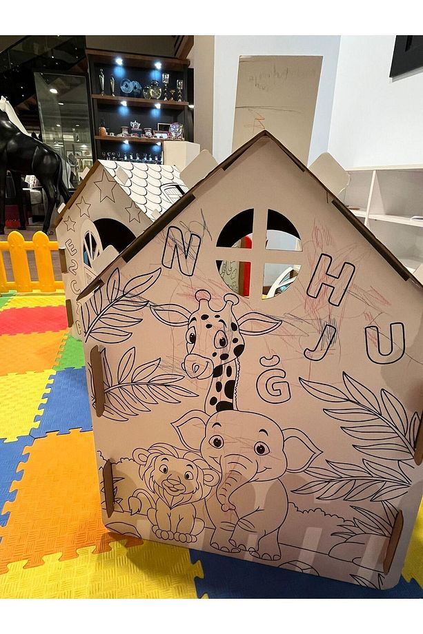 Kolix Çocuklar İçin Karton Boyama Evi - Pastel Boya Hediyeli - 2