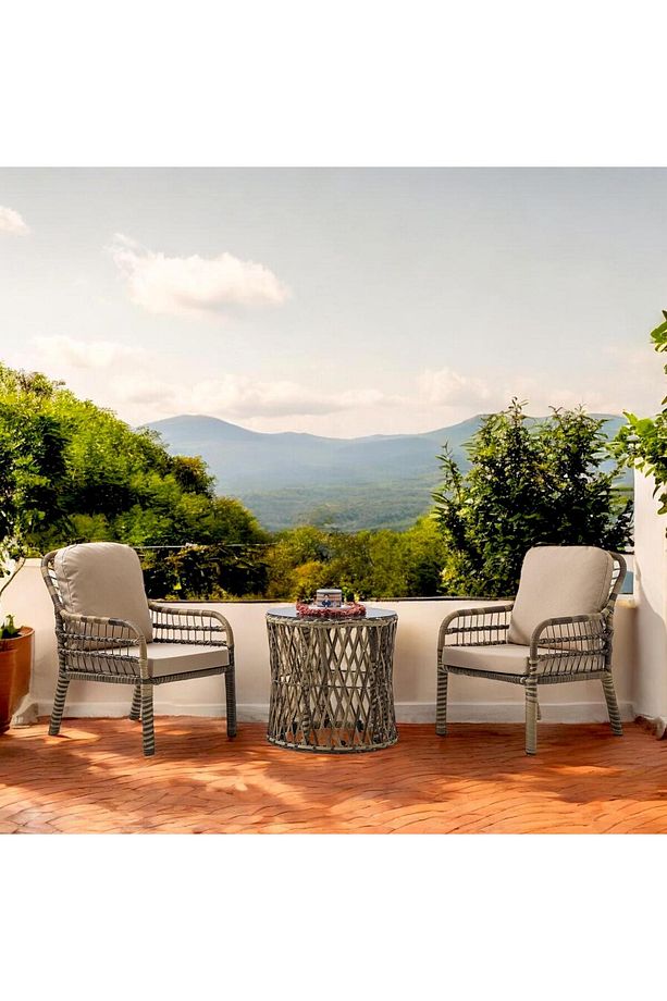 Capri Swing Pisa Tekli Rattan Balkon Oturma Grubu | Açık Kahve | 703 - 3