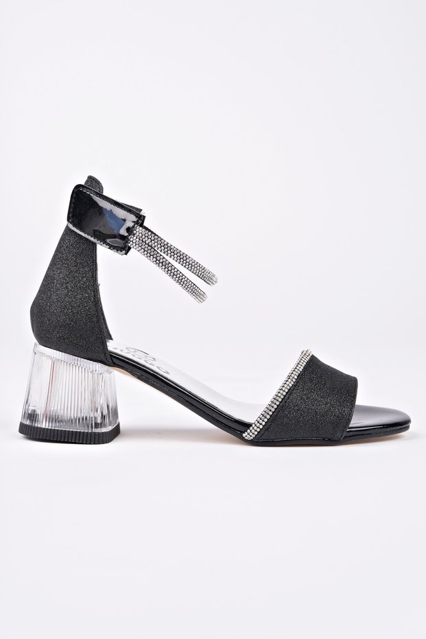 Noşa Ankle Strap Glittery Girls' Low Heeled Shoes