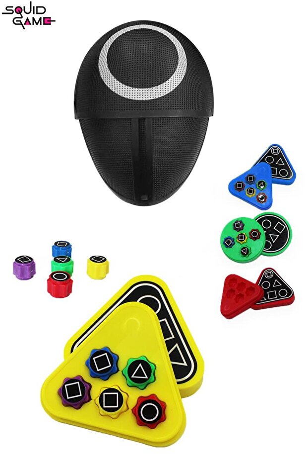 قناع دائري للعبة الحبار + لعبة الحبار المعبأة لعبة Gonggi Squid Game 5 Stone Toy Beştaş