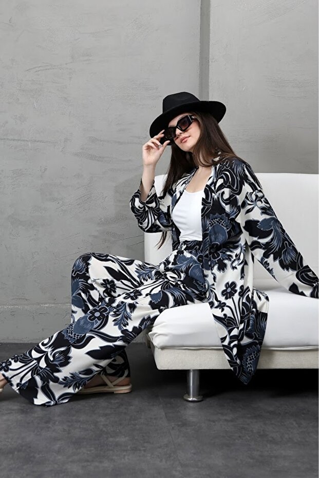 Patterned Multi Kimono Bottom-Top Set - 5