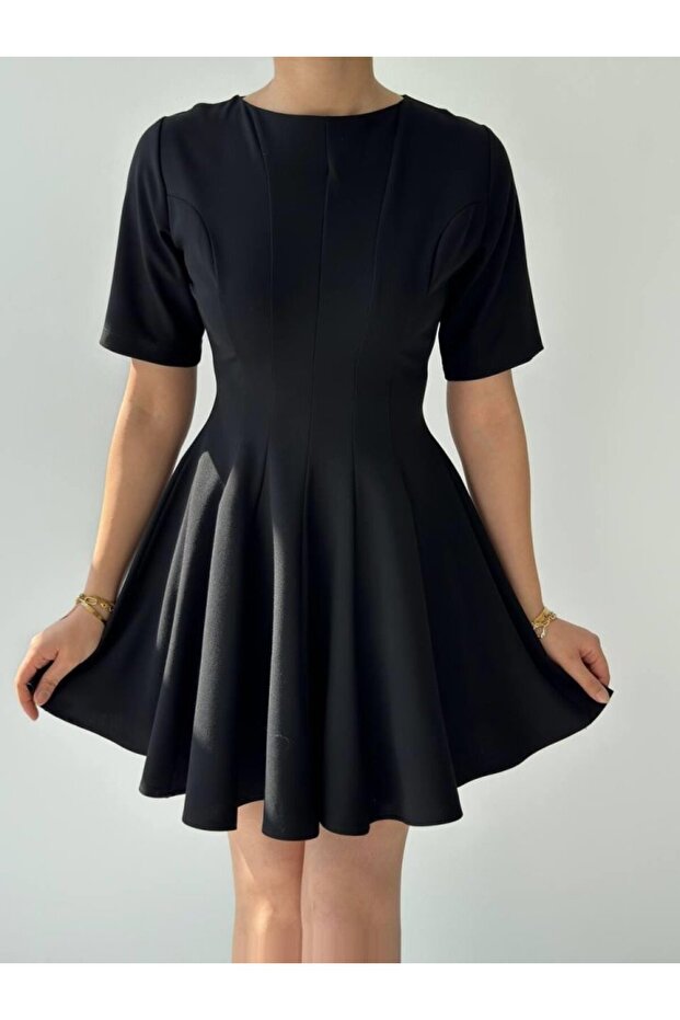 munn collection Crem Pliseli Elbise - 2