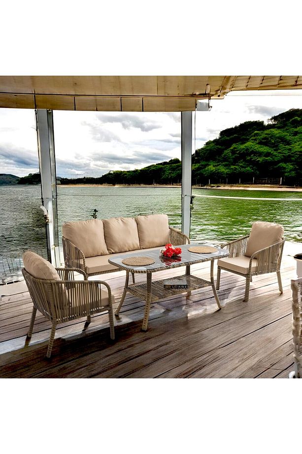 Capri Swing Artemis Üçlü Rattan Balkon Bahçe Takımı | Açık Kahve - 4