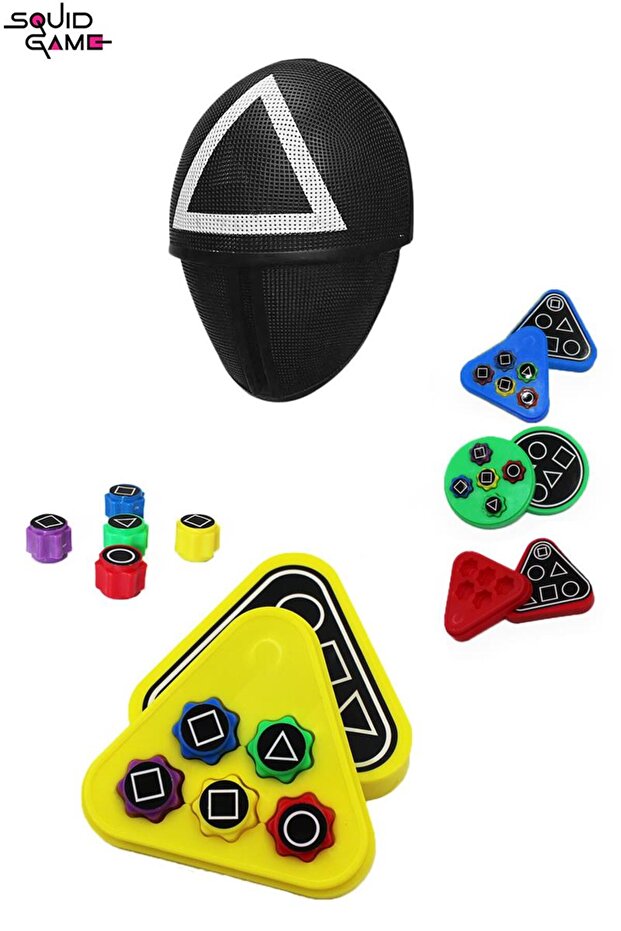 Squid Game Triangle Mask + Boxed Squid Game Gonggi Squid Game 5 Stone Toy Five Stone