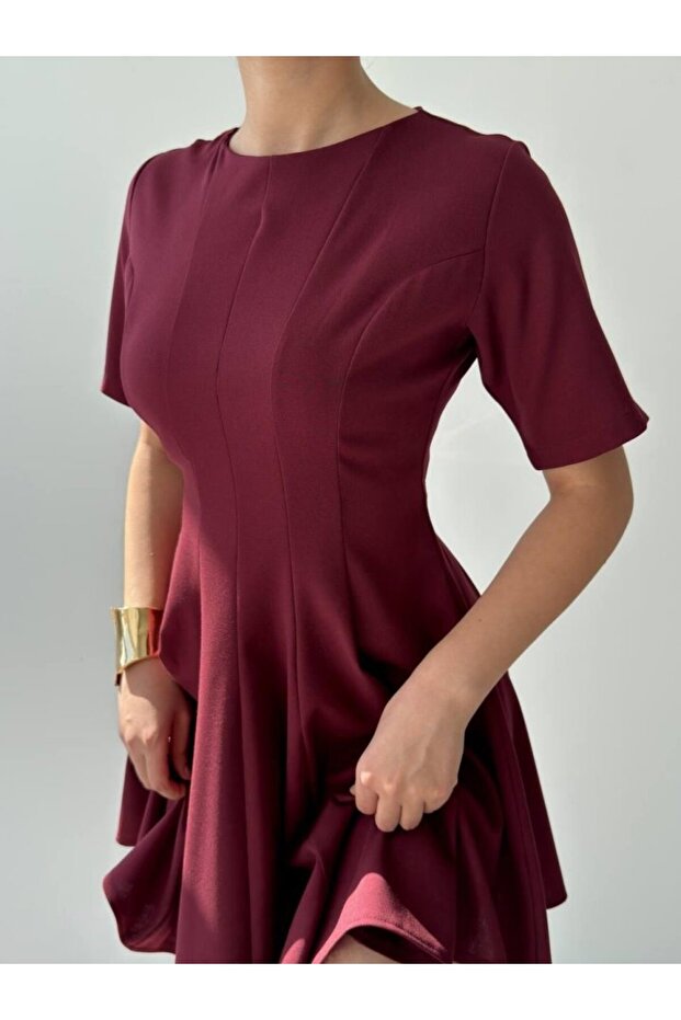 Sidelya Concept Crem Pliseli Elbise - 5