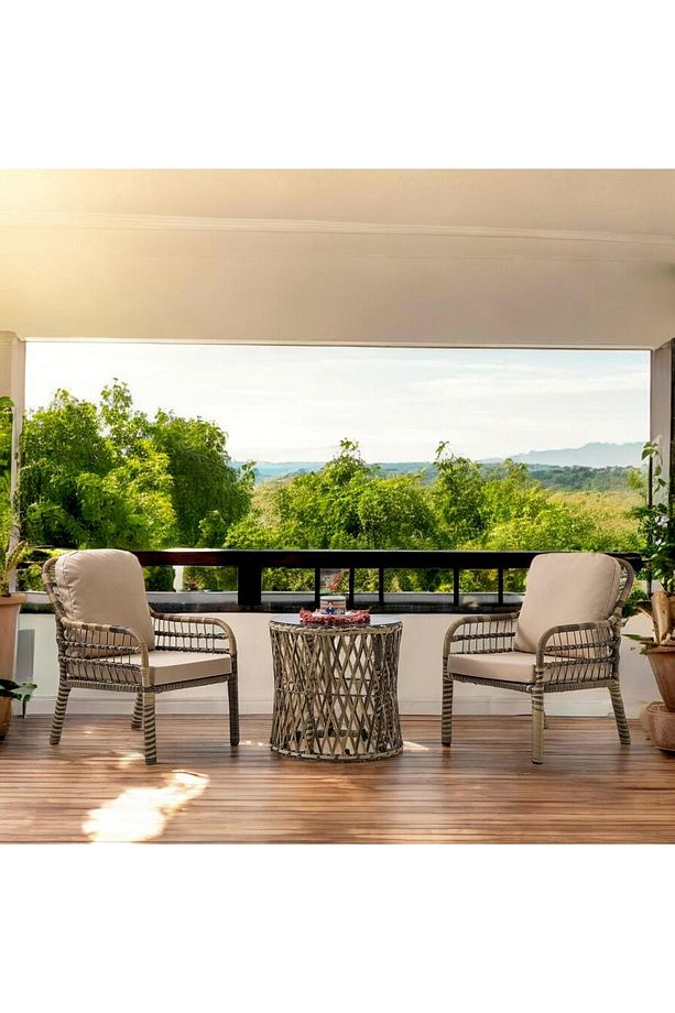 Capri Swing Pisa Tekli Rattan Balkon Oturma Grubu | Açık Kahve | 703 - 4