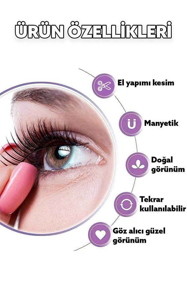 Takma Kirpik Kolay Uygulanabilir Kendinden Yapışkanlı 3D Kirpik Yoğun Hacimli Görünüm Göz Aksesuarı - 5