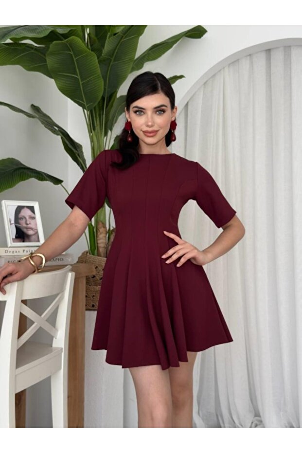 Sidelya Concept Crem Pliseli Elbise - 1