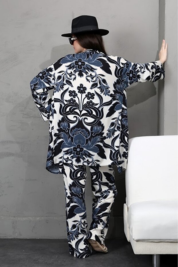 Patterned Multi Kimono Bottom-Top Set - 7