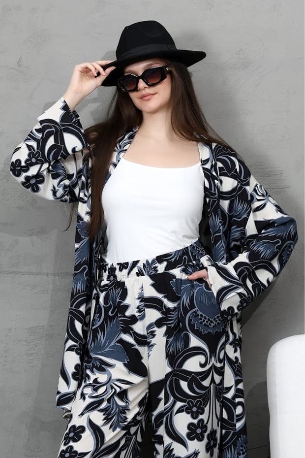 Patterned Multi Kimono Bottom-Top Set - 6