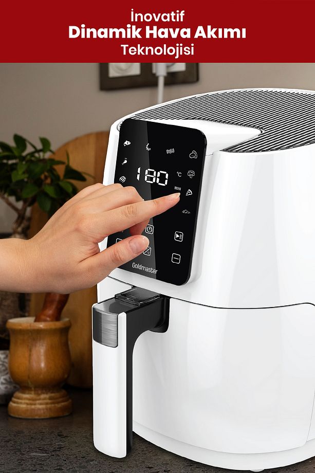 Avantajlı İkili Set Paketi Dokunmatik Airfryer Sıcak Hava Fritözü Geniş Hazneli  Türk Kahve Makinesi - 3