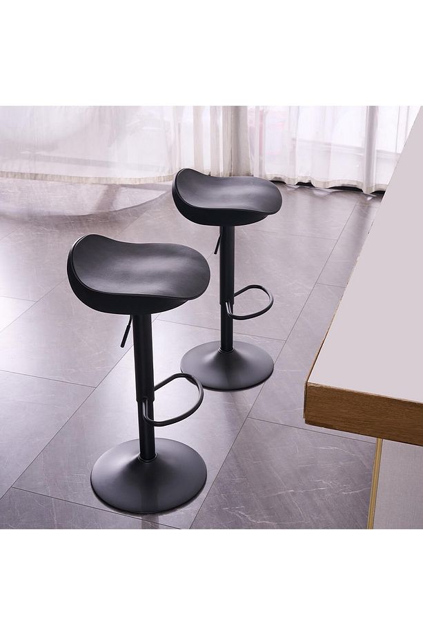 2'li Ayarlanabilir Döner Bar Taburesi Modern Tasarım, PU Deri & Metal - 1
