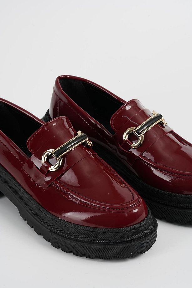 Kadın Bordo Rugan Bantlı Gc Kalın Taban Loafer Makosen Ayakkabı 4,5cm Byndlfrk02 - 6