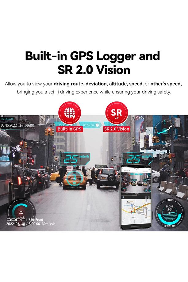 10" Dokunmatik Aynalı Araç Kamerası, 2K+1080P Çift Kayıt, Gece Görüşü, WiFi & GPS, G-Sensör - 3