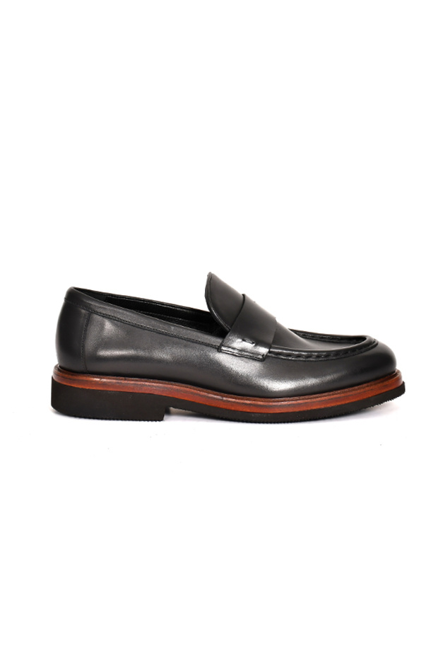 Genuine Leather Black Loafer Men's Shoes Eva Sole - 3524