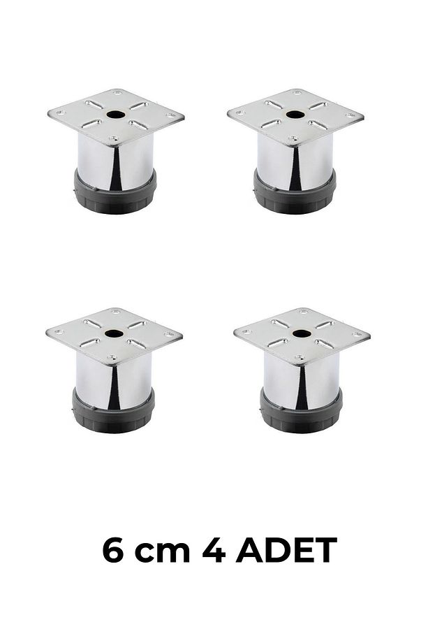 4 ADET 6 cm Mobilya Kanepe Baza Koltuk Metal Destek Yükseltici Ayağı Ayakları Krom Lüks 42 Çap - 1