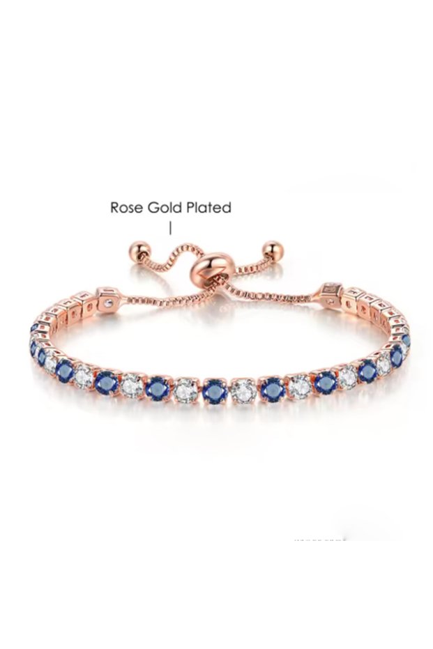 Bangle for Women Blue Rose 2 Colors Zircon Adjustable Bangle for Lover Birthday Gift