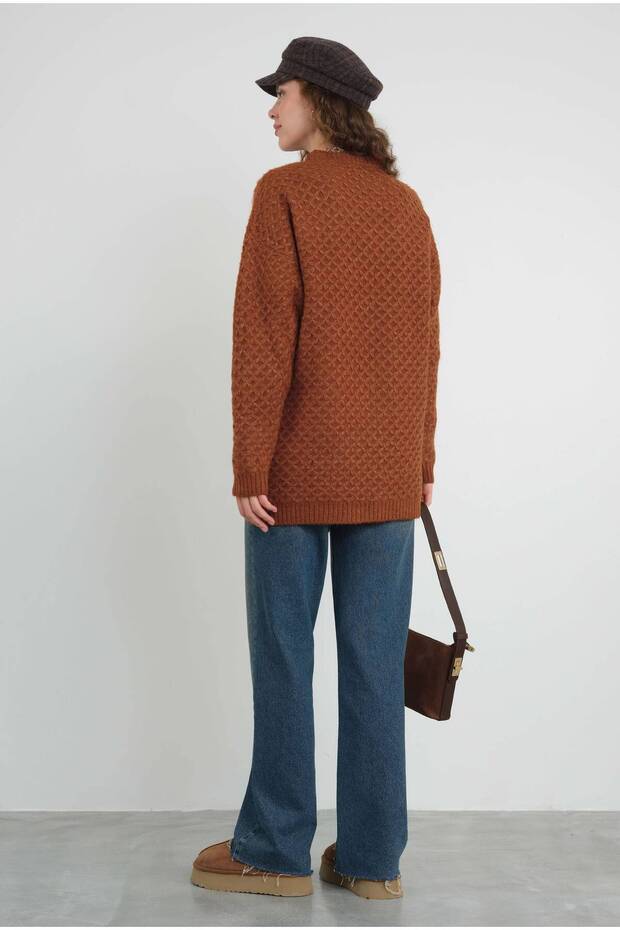 Örümcek Örgülü Kazak Kiremit - 8