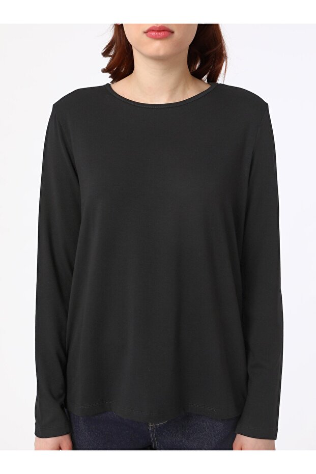 Viskoz Karışımlı Basic Tişört - Siyah - Benin - 5