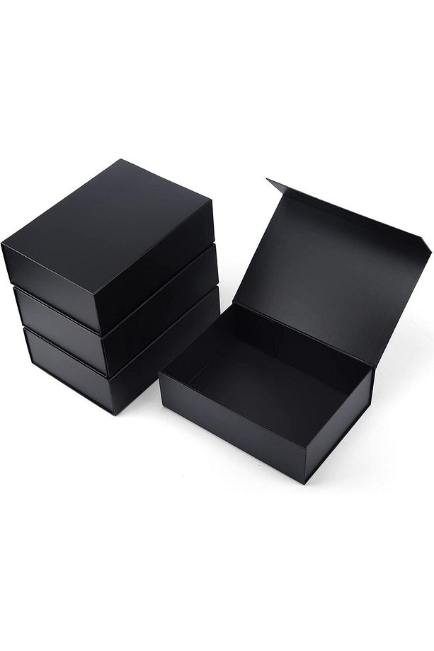 SİYAH HEDİYE KUTUSU MIKNATISLI KUTU LOGOLU KUTU KUTU ÖLÇÜSÜ 30X21X10 CM - 1