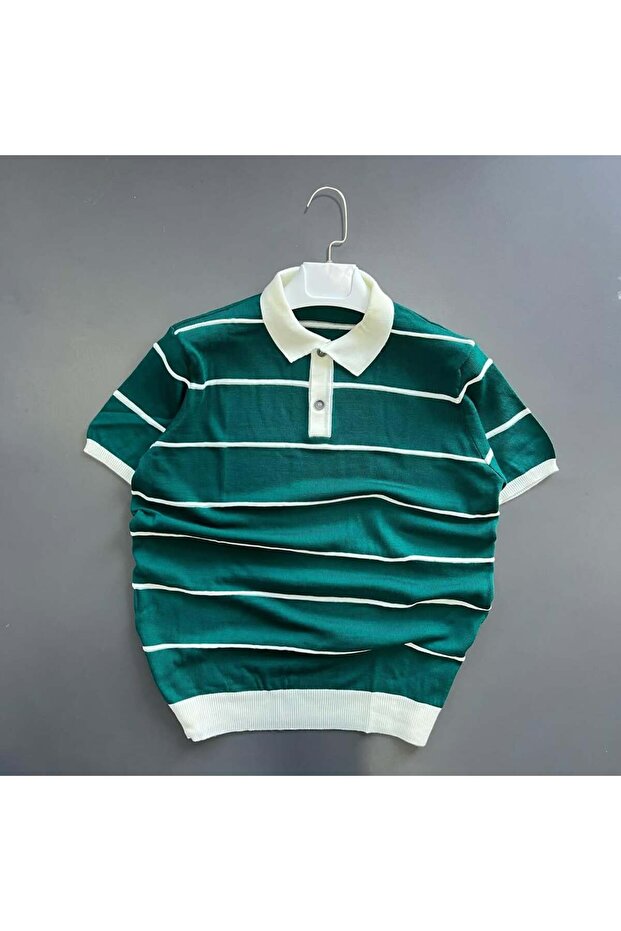 4 lü yaka detaylı Örme Triko Tshirt - 3