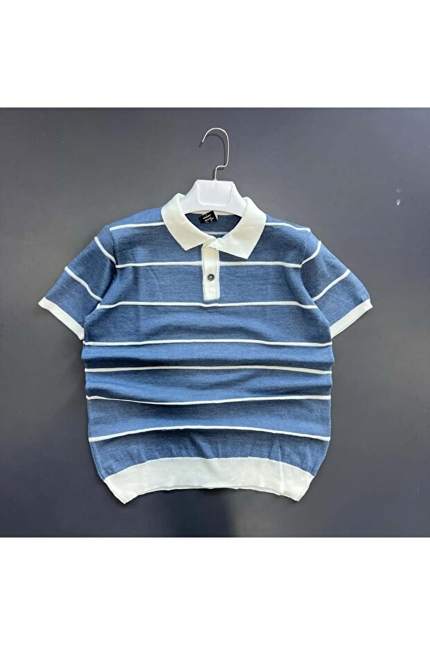 4 lü yaka detaylı Örme Triko Tshirt - 4