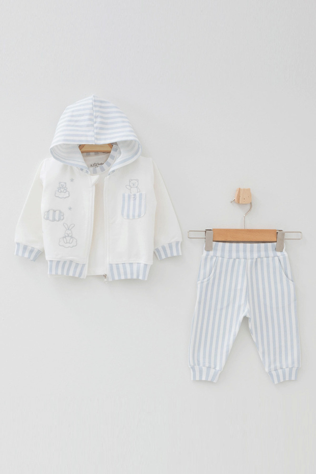 Baby Boy Animal Embroidered Sweatshirt Pants T-Shirt 3-Piece Bottom Top Baby Set 3Months-36Months
