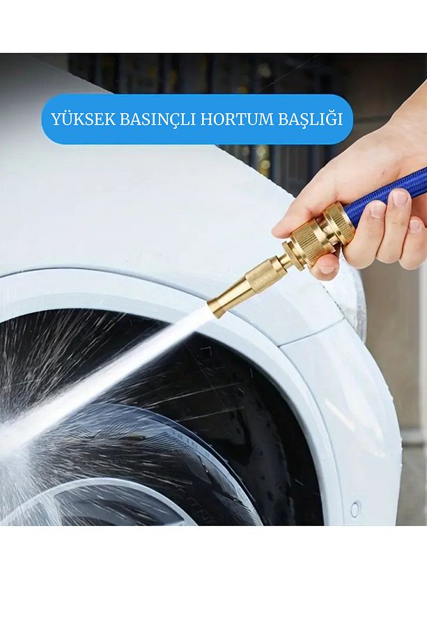 Tazyikli Su Püskürtme Bahçe Sulama Püskürtme Hortum Başlığı Yüksek Basınçlı Ayarlanabilir Gold - 1