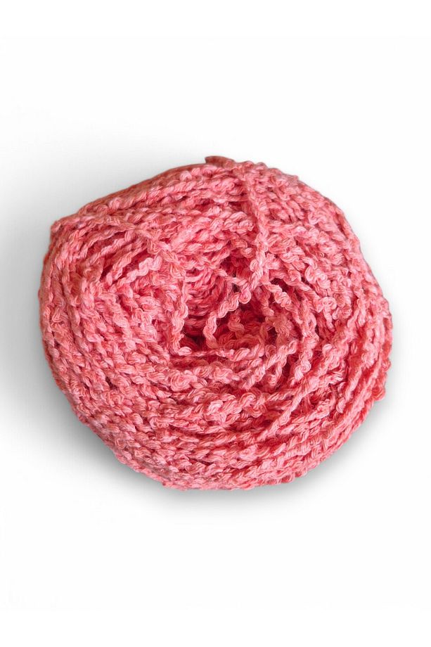 Mercan rengi koton buklet el örgü ipi (200 gr.) - 2