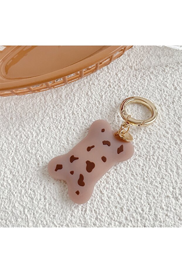 سلسلة مفاتيح من السيليكون بتفاصيل ذهبية على شكل عظمة متوافقة مع - 1