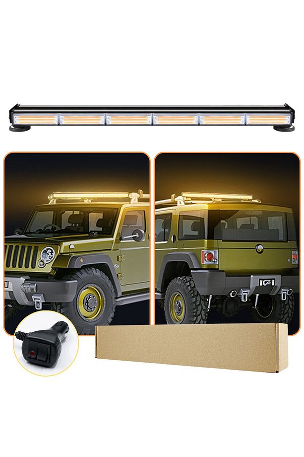 Çakarlı Mıknatıslı Tepe İkaz Lambası 90 Cm Turuncu Amber Çift Taraflı Led Bar 12 Mod 12-24 V - 3