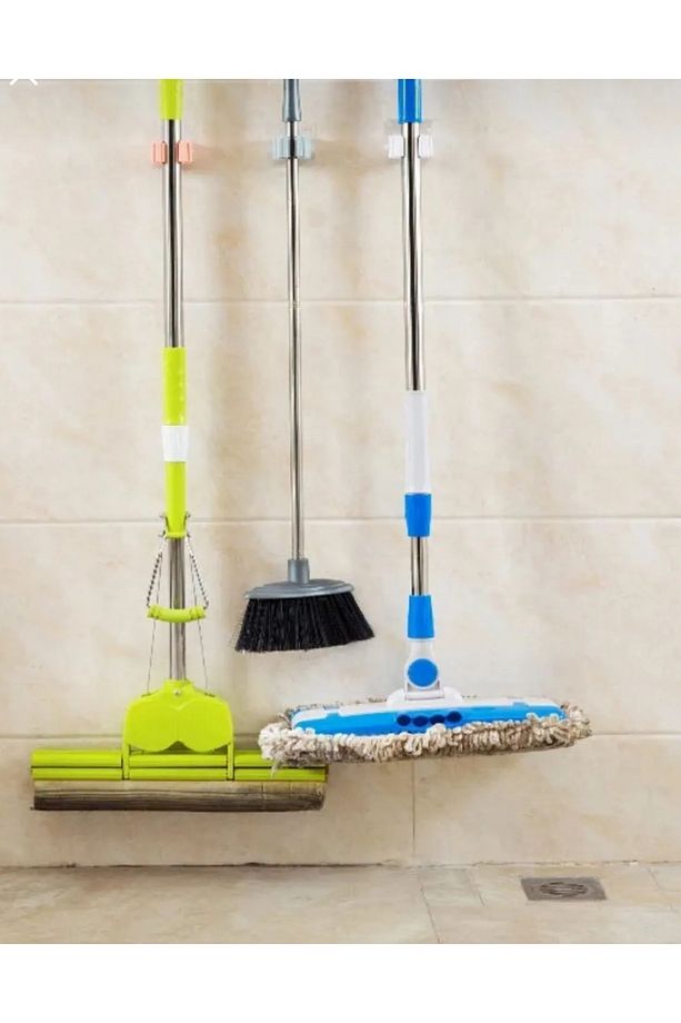 1 Adet Tekli Duvara Yapışkanlı Mop Tutucu Aparat Sopa Askısı - 4