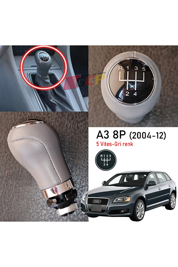 Audi A3 Gray Gear Shift Knob 5 Forward - A3 Manual Gear Shift Knob Gray 5 Gears