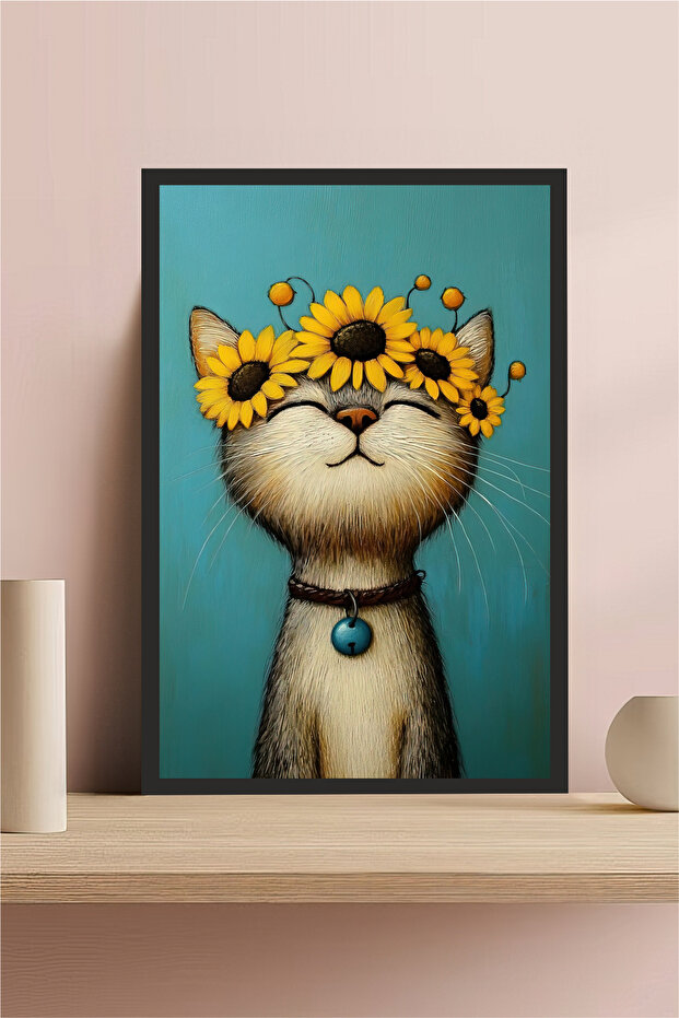 Kedi tasarımlı Çerçeve Görünümlü Mdf Tablo - 1