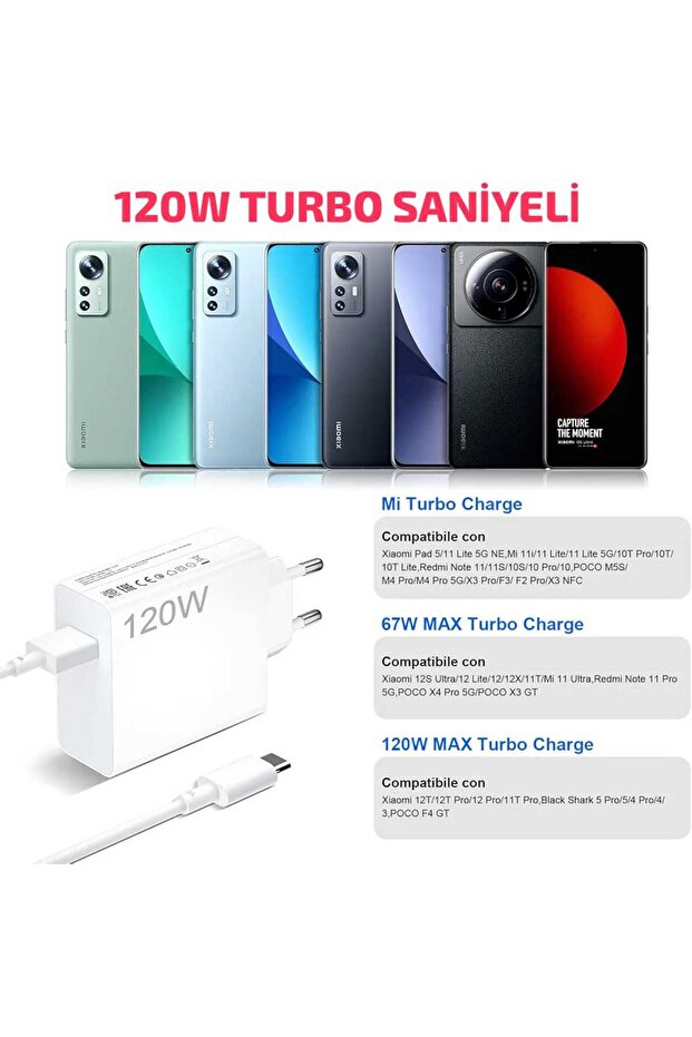 120 Watt Turbo Şarj Seti Hızlı Type-C Saniyeli - 1