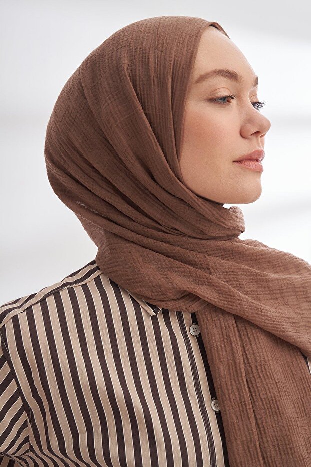 شال موسلين بنمط الشطرنج 3350-مينك - 3