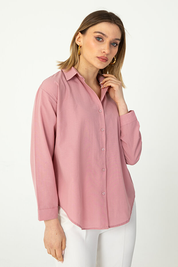 Dusty Rose Oxford Textured Fabric Relaxed Cut Shirt 1500072