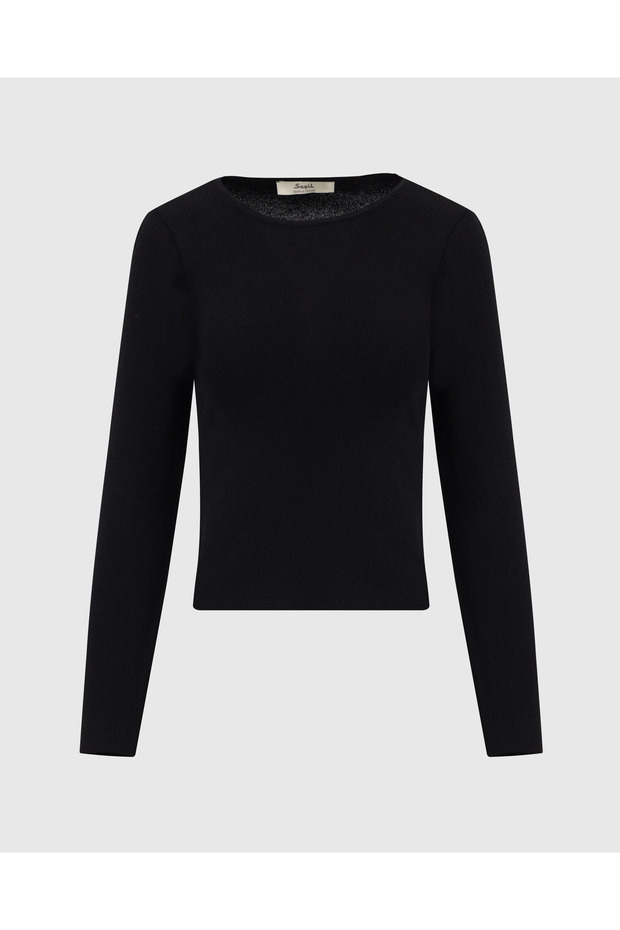 Sıfır Yaka Bel Boy Triko Kazak - 6